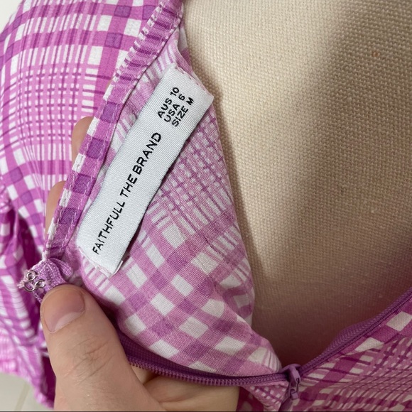 Faithfull The Brand Midi Dress Purple Check - Picture 8 of 10